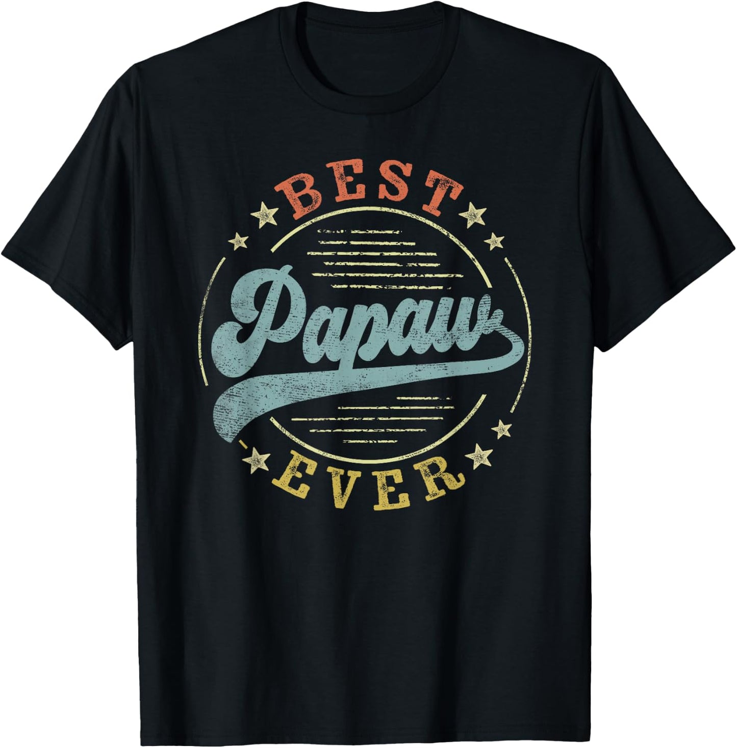 Best Papaw Ever Father's Day Papaw Gifts Vintage Emblem T-Shirt - T-Shirt | Black