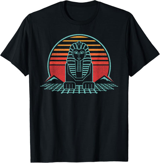 Sphinx Animal Pharaoh God Retro Archaeology 80s Style Gift T-Shirt - T-Shirt | Black