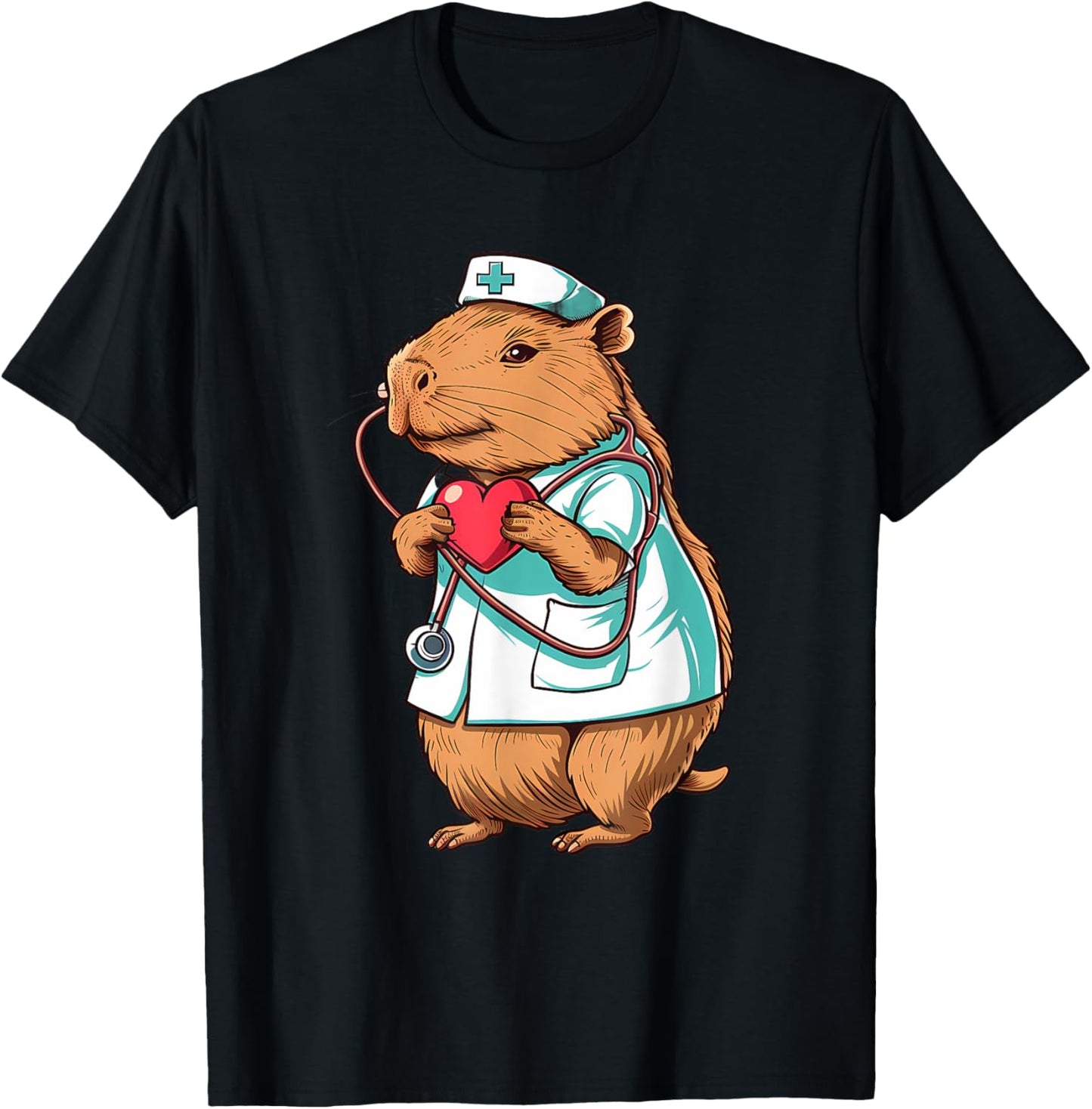 Doctor Capybara Lover Capybara Nurse Healthcare Nursing T-Shirt - T-Shirt | Black