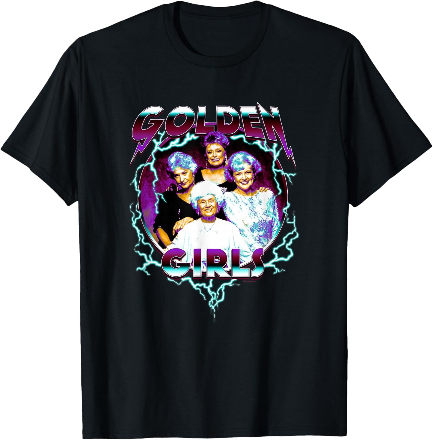 The Golden Girls Iconic 80s Metal Vibes Group Shot Portrait T-Shirt - T-Shirt | Black