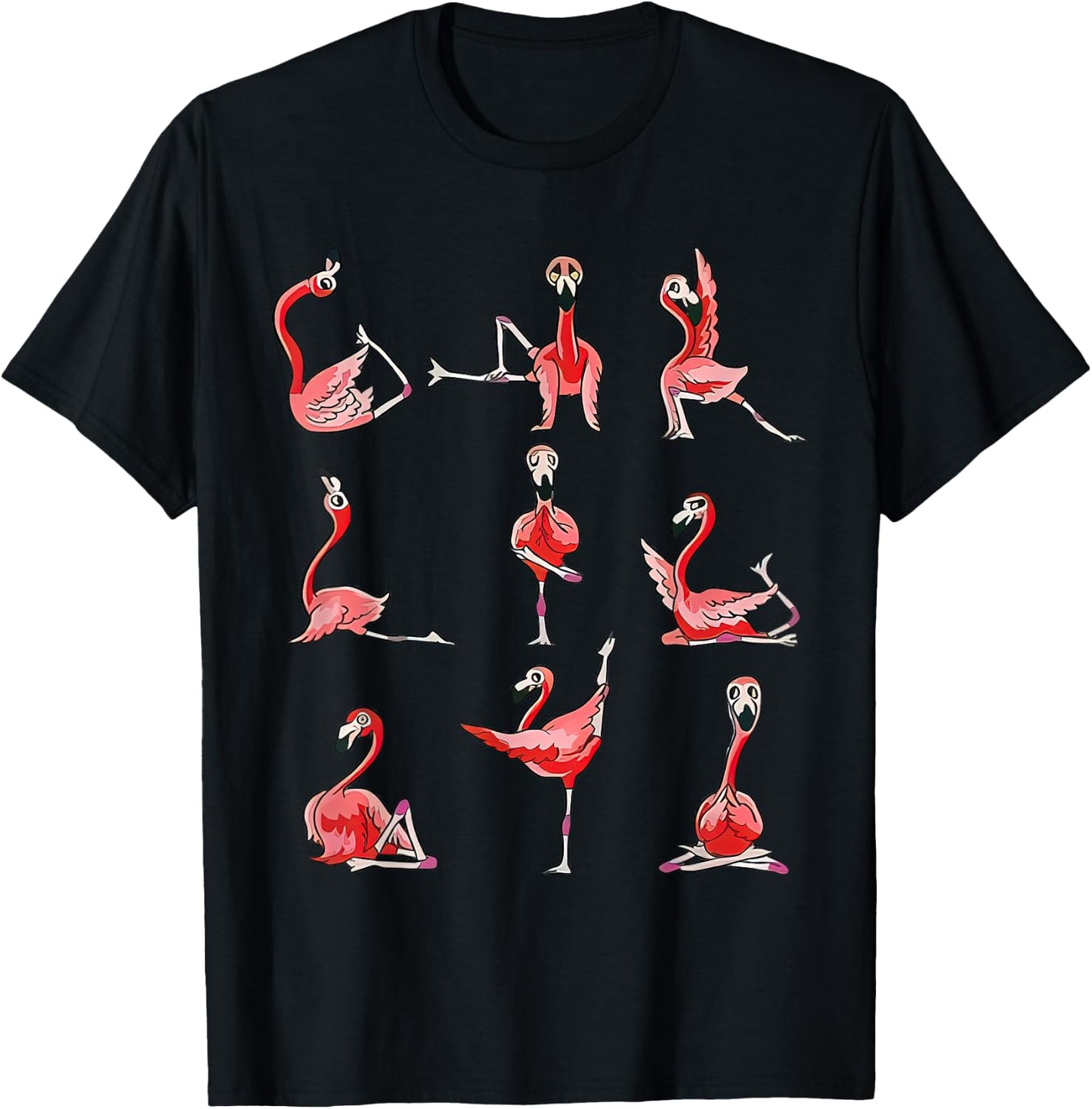 Women Flamingo Do Yoga Pose Meditation Men Women T-Shirt - T-Shirt | Black