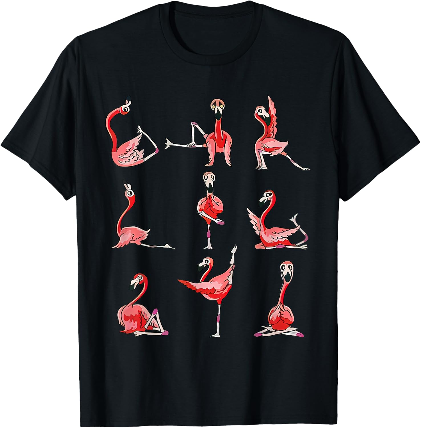 Women Flamingo Do Yoga Pose Meditation Men Women T-Shirt - T-Shirt | Black