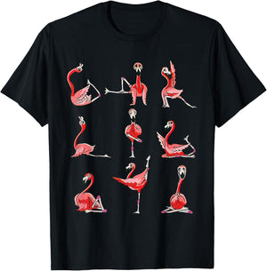 Women Flamingo Do Yoga Pose Meditation Men Women T-Shirt - T-Shirt | Black