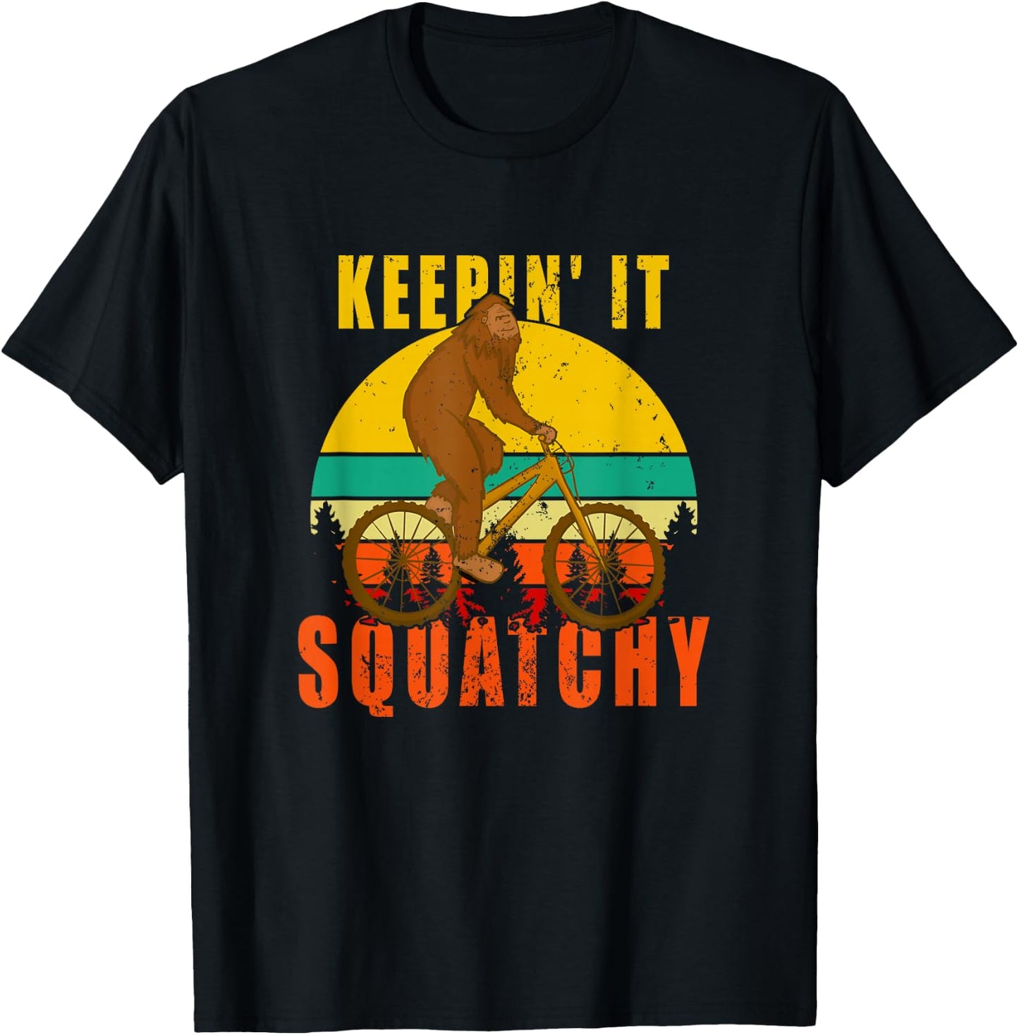 Keepin' It Squatchy Bigfoot Bike Riding T-Shirt - T-Shirt | Black