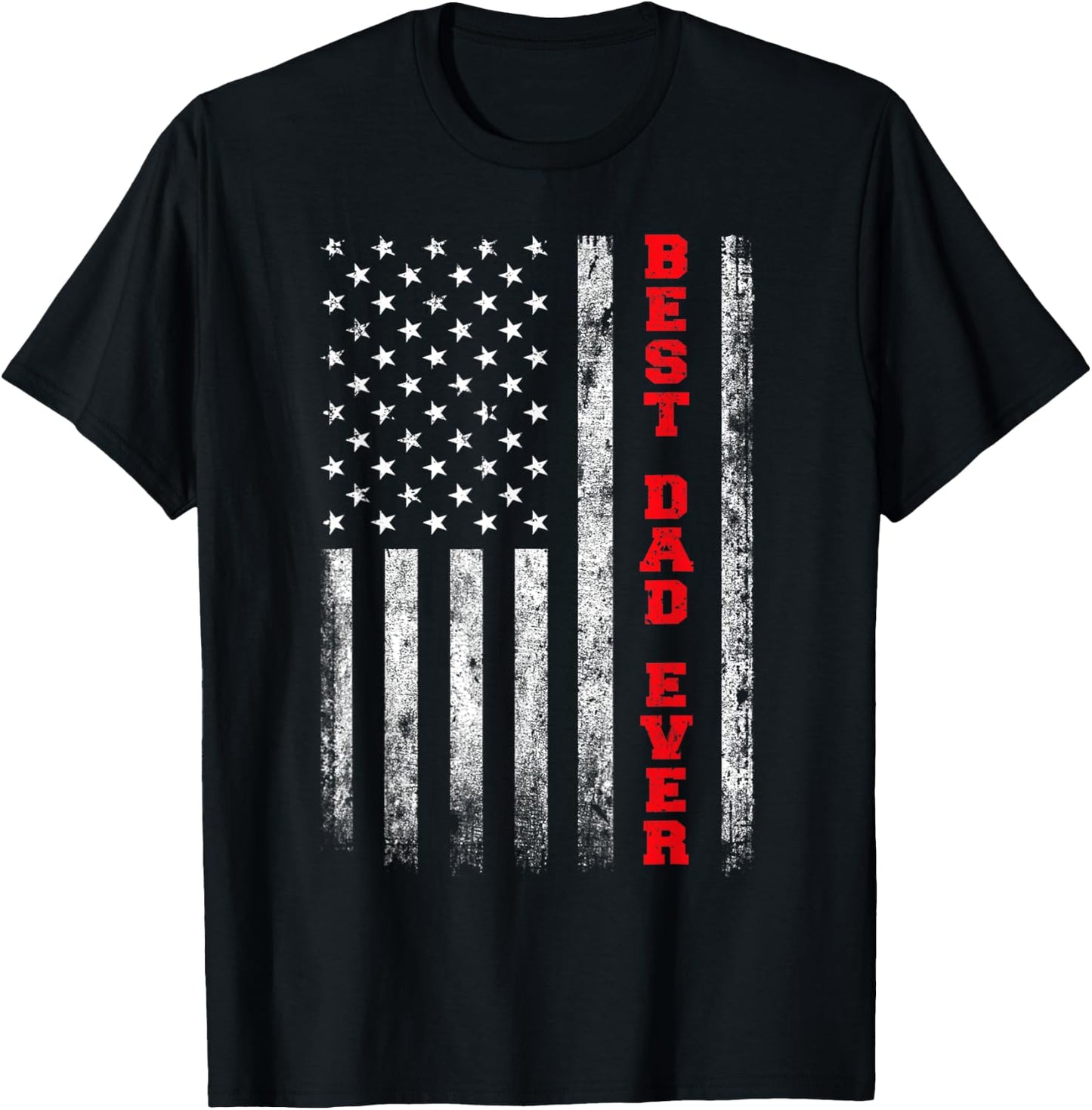 Vintage Best Dad Ever American Flag Proud Dad Father Gifts T-Shirt - T-Shirt | Black