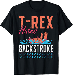 T-Rex Hates Backstroke Swim Swimmer T-Shirt - T-Shirt | Black