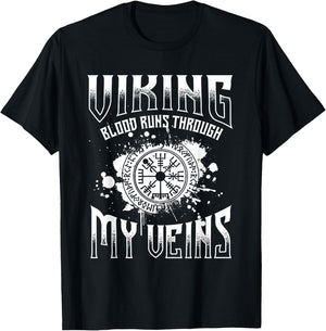 Viking Blood Runs Through My Veins - Norse Mythology Nordic T-Shirt - T-Shirt | Black