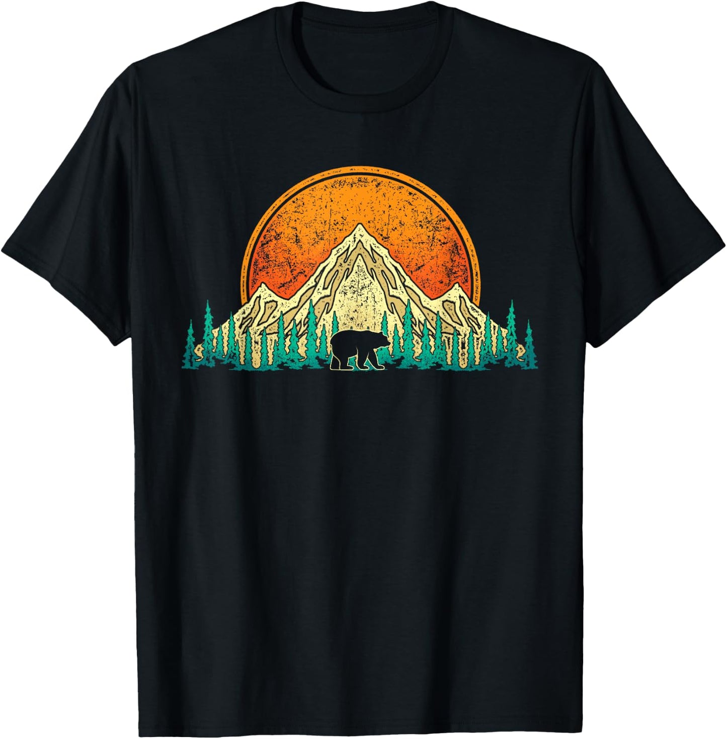 Hiking Mountains Nature Trees Outdoor Hiker Wildlife Forest T-Shirt - T-Shirt | Black