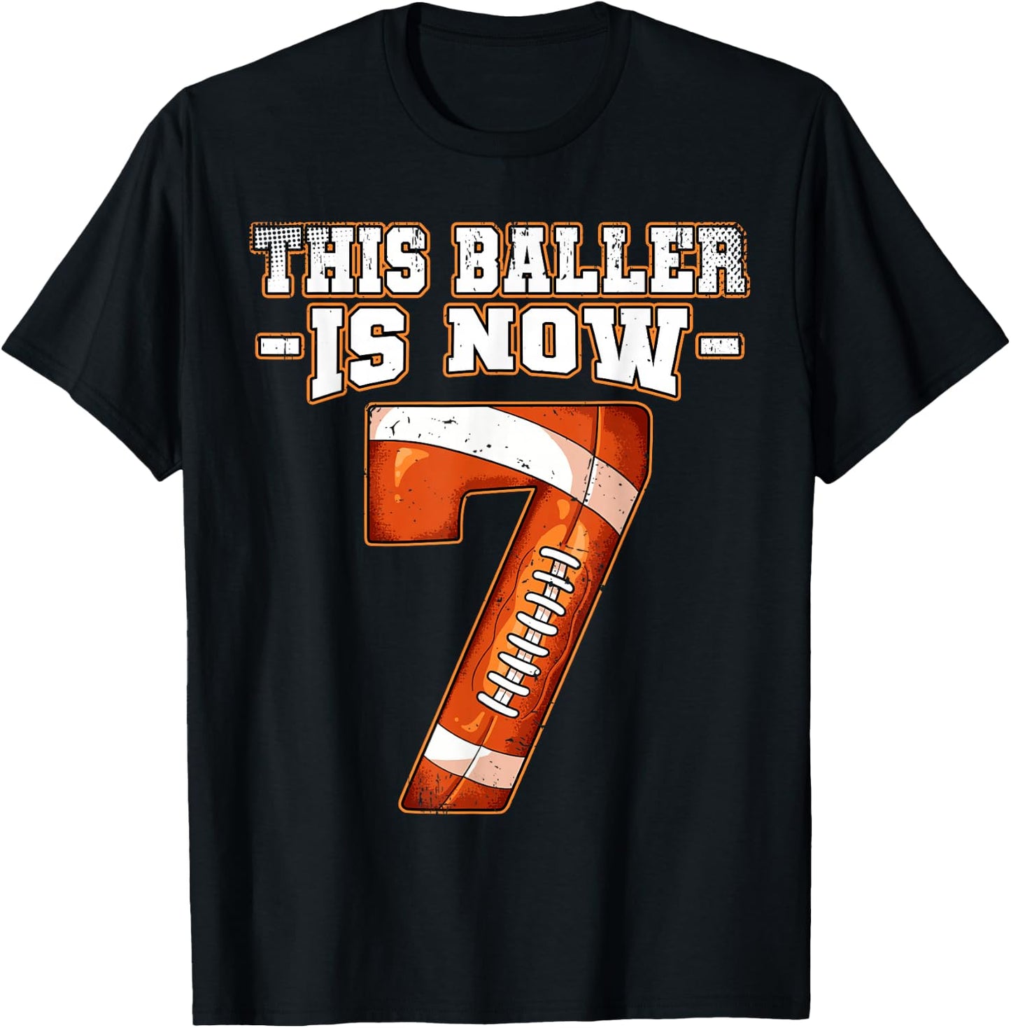 7th Birthday Football T-Shirt - T-Shirt | Black