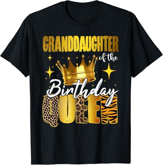 Granddaughter Of The Birthday Queen Women Bday Party Gift T-Shirt - T-Shirt | Black