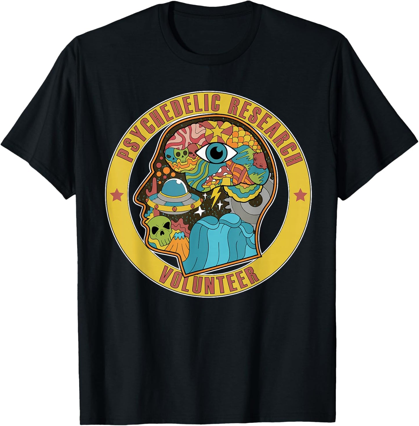 Psychedelic Research Volunteer UFO Aliens Paranormal LSD T-Shirt - T-Shirt | Black