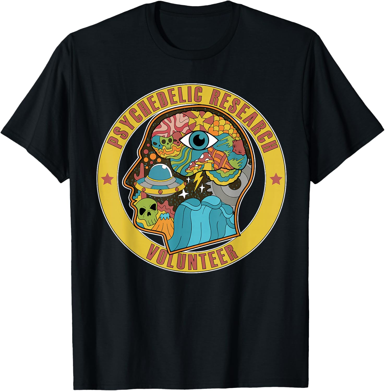 Psychedelic Research Volunteer UFO Aliens Paranormal LSD T-Shirt - T-Shirt | Black