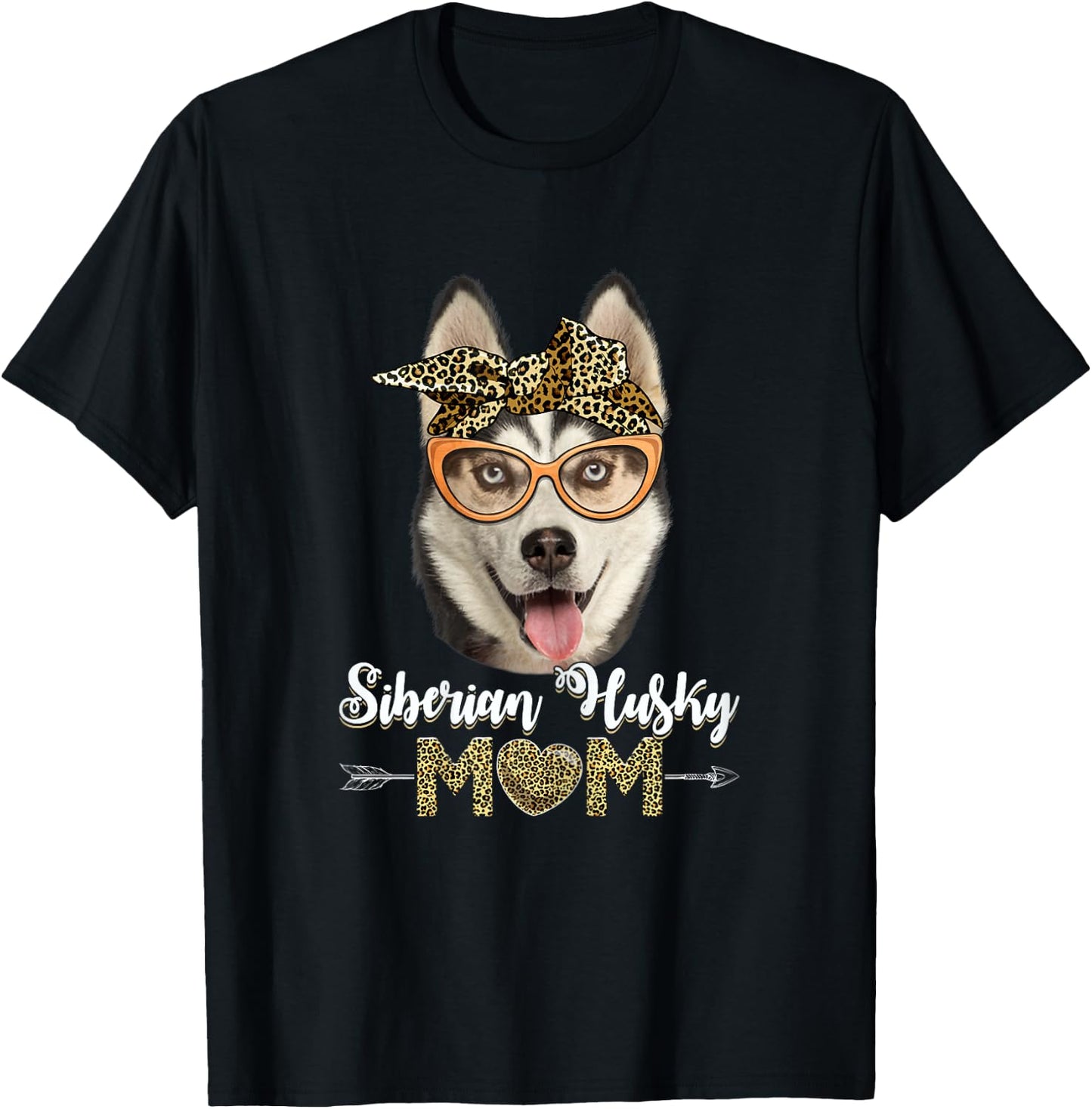 Cute Siberian Husky Mom Leopard Dog Mom Mother's Day Women T-Shirt - T-Shirt | Black