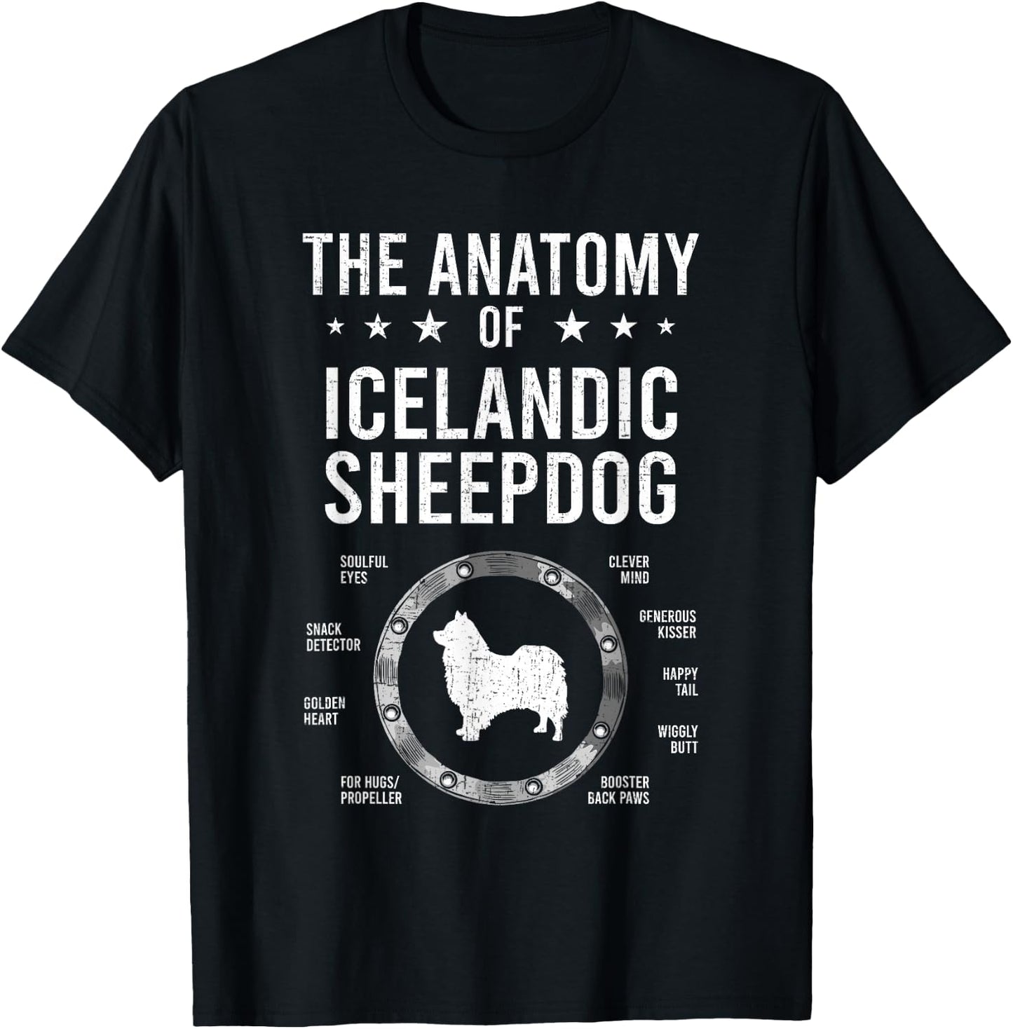 Anatomy of Icelandic Sheepdog Dog Lover T-Shirt - T-Shirt | Black