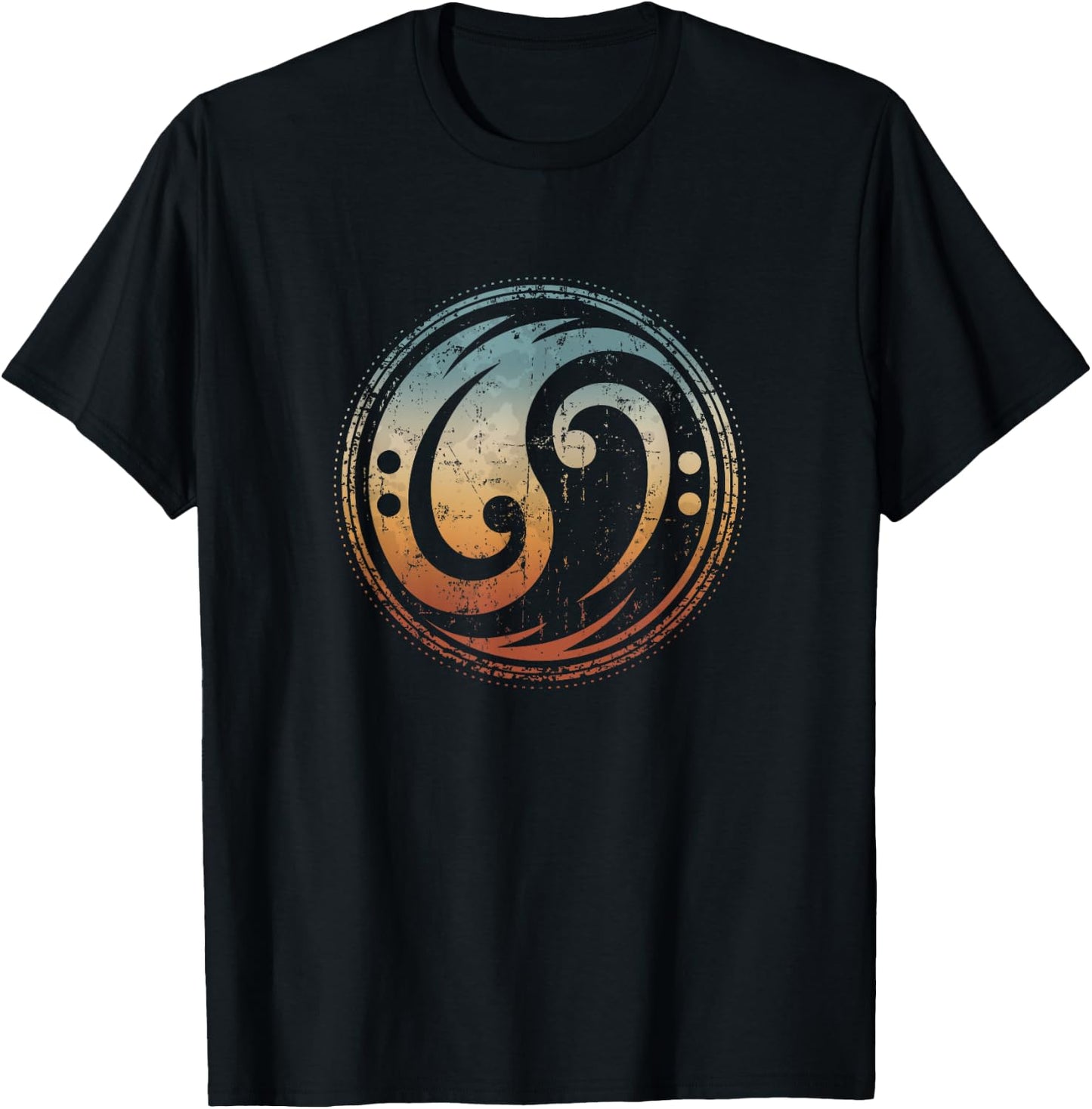 Bass Guitar Clef Yin Yang Vintage for Bassist & Bass Player T-Shirt - T-Shirt | Black