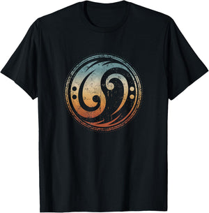 Bass Guitar Clef Yin Yang Vintage for Bassist & Bass Player T-Shirt - T-Shirt | Black