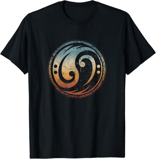 Bass Guitar Clef Yin Yang Vintage for Bassist & Bass Player T-Shirt - T-Shirt | Black