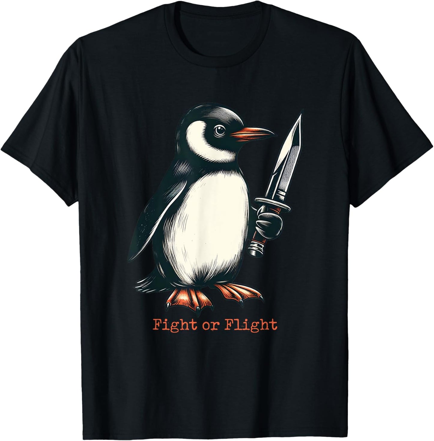 Fight or Flight Penguin T-Shirt - T-Shirt | Black