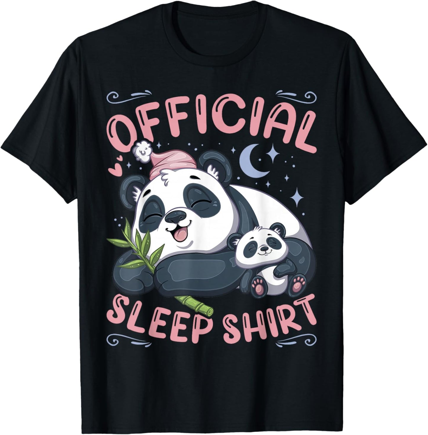 Official Sleep Shirt, Panda Bear with Puppy T-Shirt - T-Shirt | Black