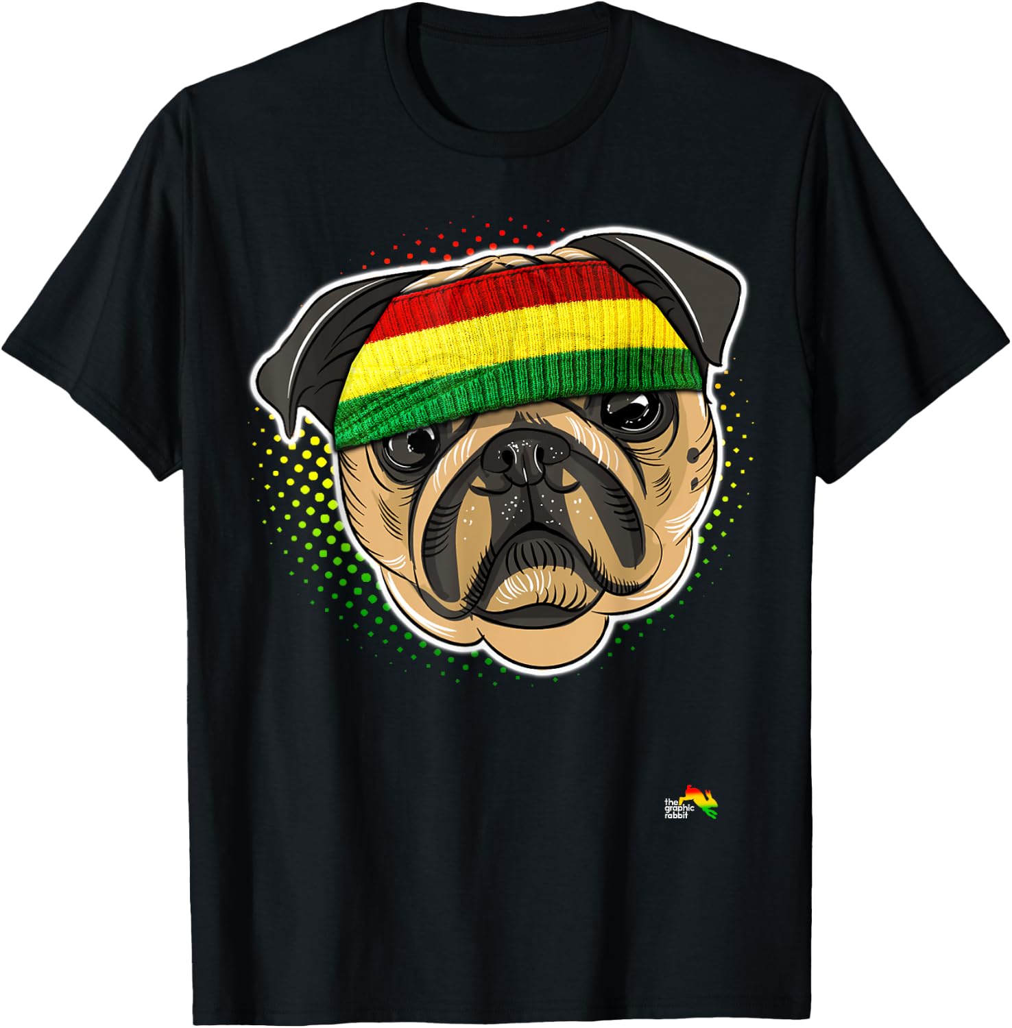 Reggae Pug Dog Rastafarian Animal - Puggle Men Women Kids T-Shirt - T-Shirt | Black