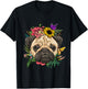 Pug Shirt Dog Pug Face Flower Pug Lovers Owners Pug Mom Dad T-Shirt - T-Shirt | Black