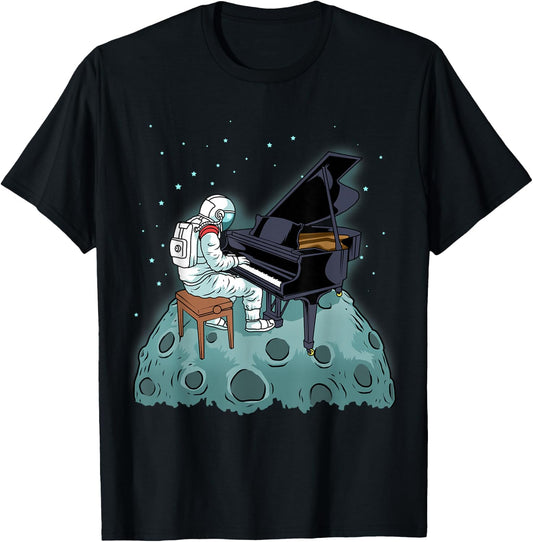 Grand Piano Kids Pianist Gift Astronaut Music Piano T-Shirt - T-Shirt | Black