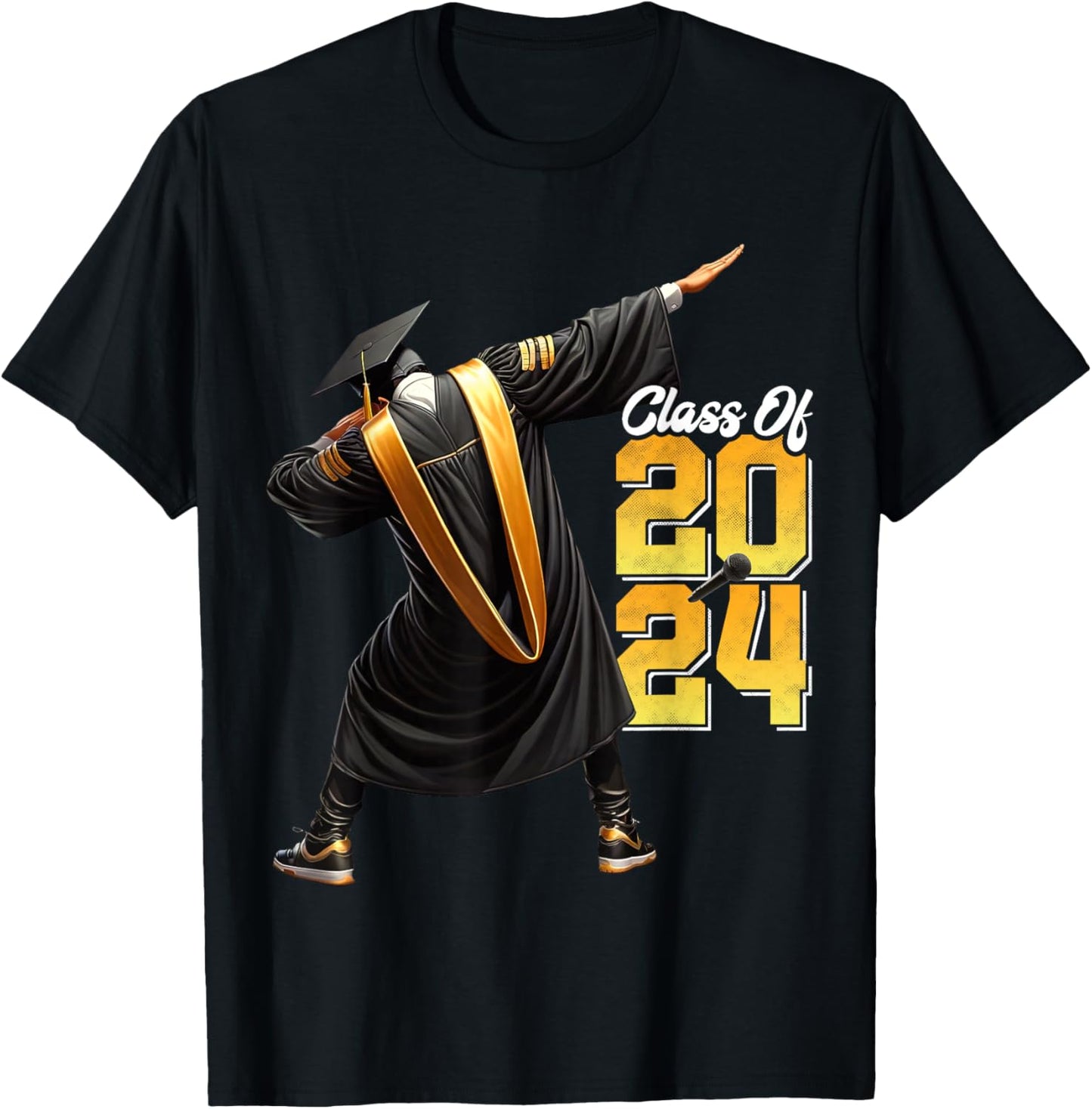 Dabbing Graduation Class Of 2024 Gift Men Funny Graduation T-Shirt - T-Shirt | Black
