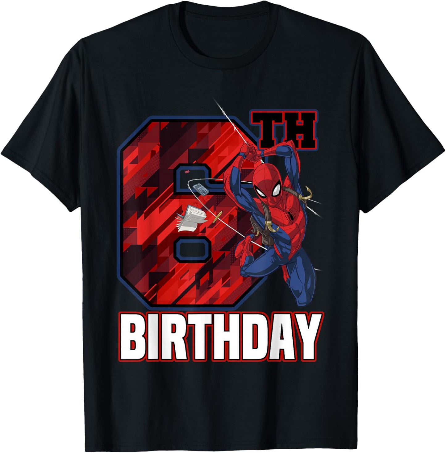 Marvel Spider-Man Web Swing 6th Birthday T-Shirt - T-Shirt | Black