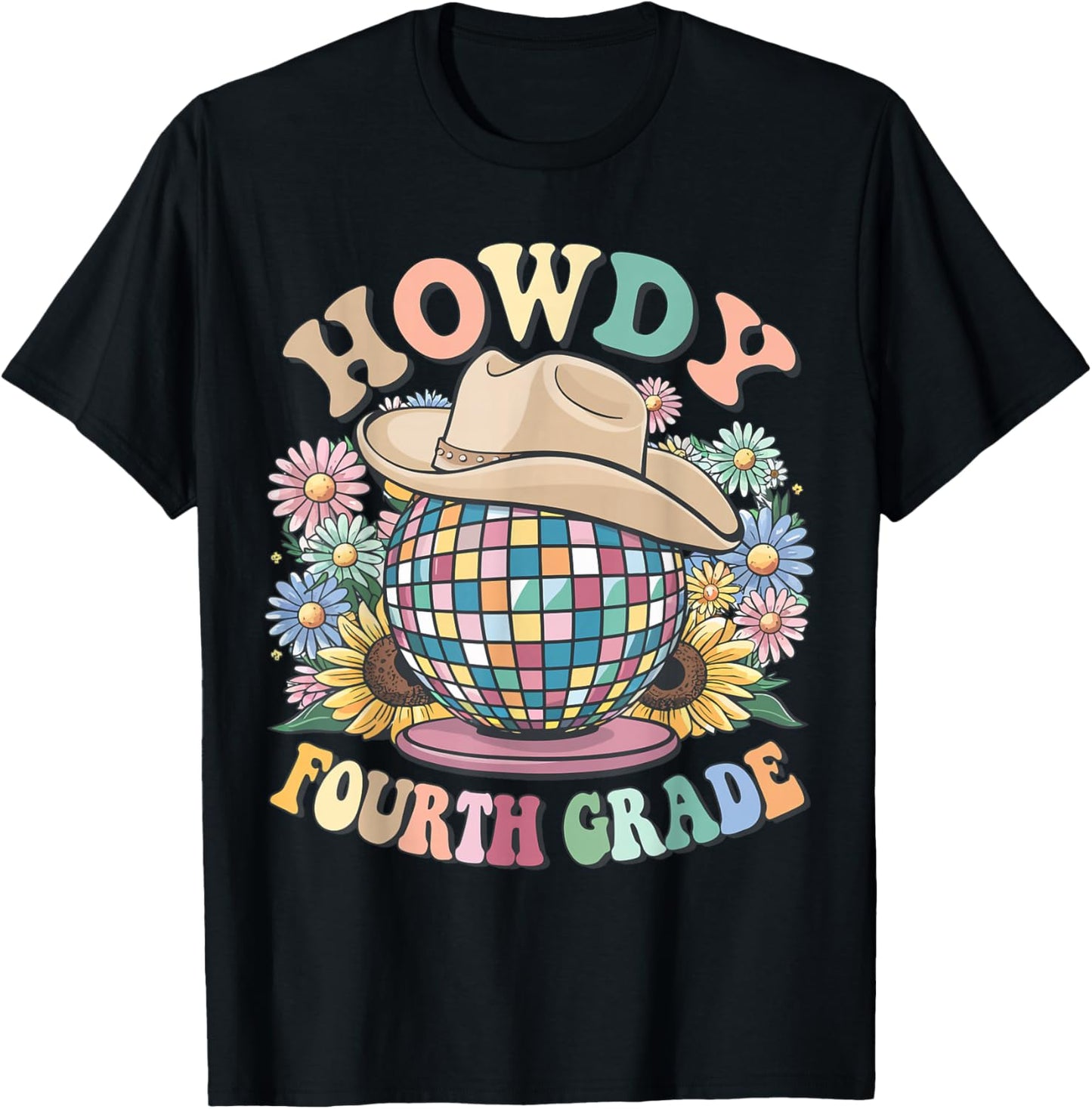 Howdy Fourth Grade Cowgirl Western 4th Grade Back to School T-Shirt - T-Shirt | Black