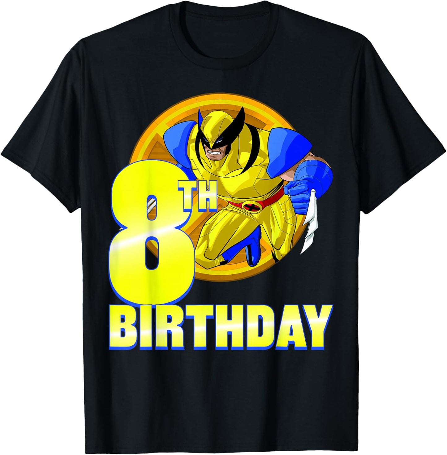 Marvel X-Men Wolverine 8th Birthday Badge T-Shirt - T-Shirt | Black