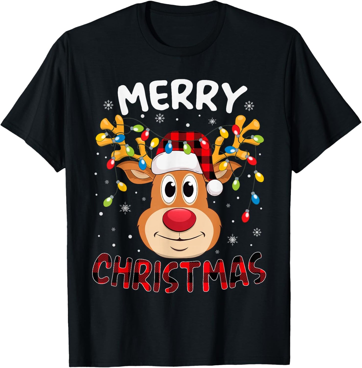 Merry Christmas Reindeer Xmas Family Men Women Kids T-Shirt - T-Shirt | Black