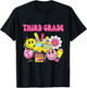 Retro Groovy Third Grade Checkered Back To School Teacher T-Shirt - T-Shirt | Black