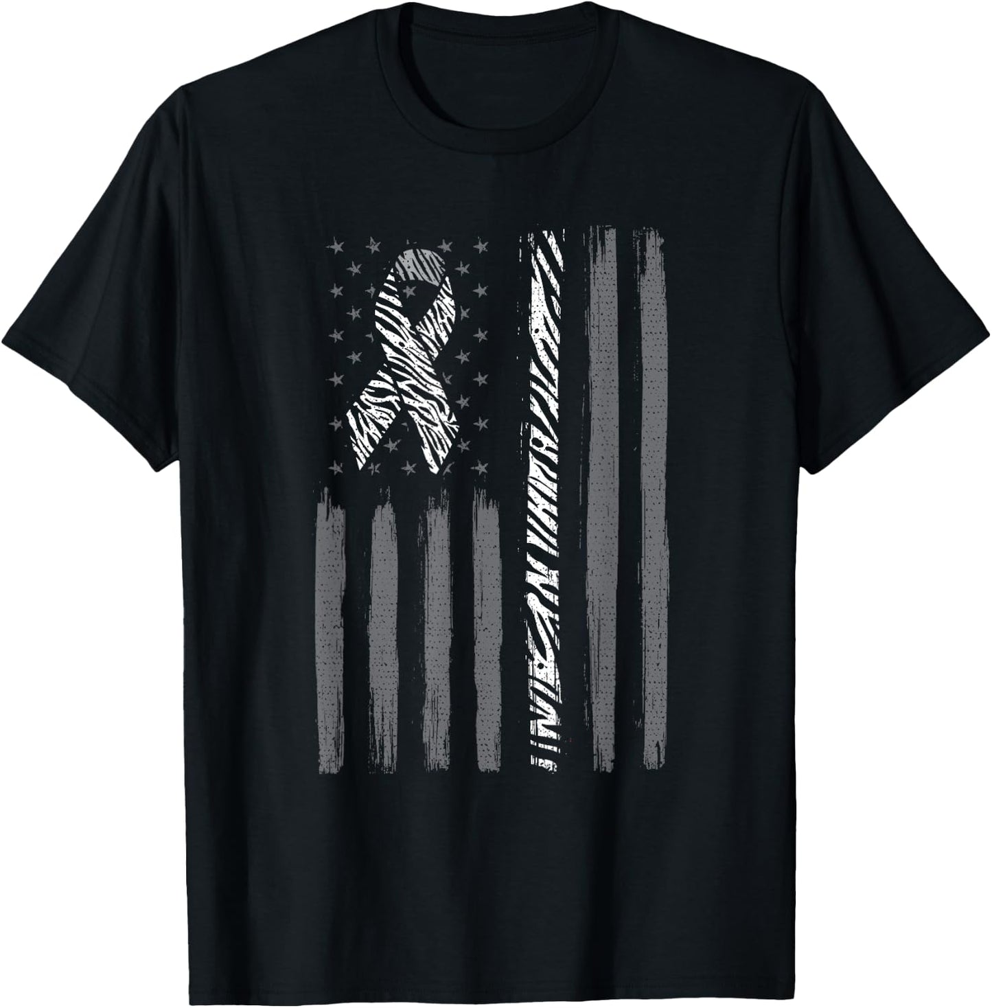 Zebra ribbon us flag carcinoid cancer awareness T-Shirt - T-Shirt | Black
