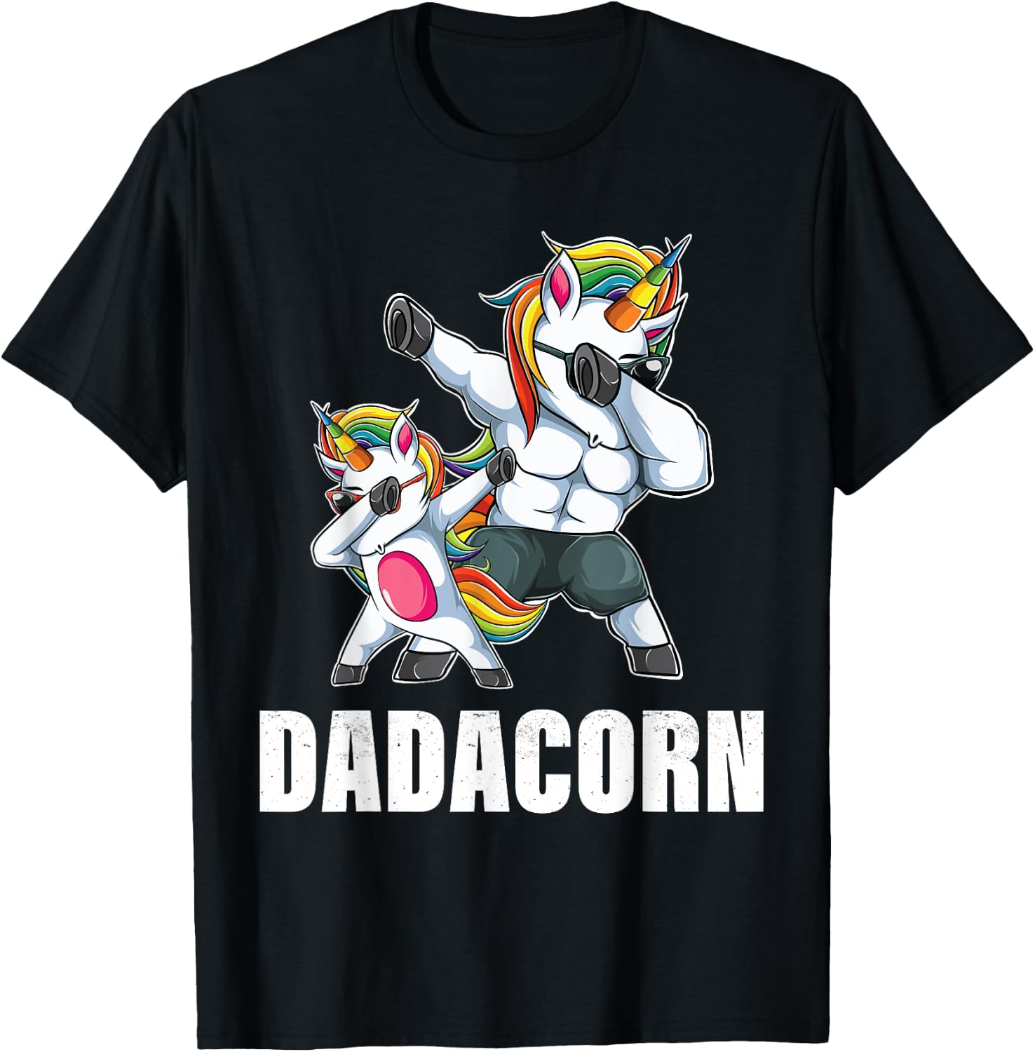 Dadacorn Dadicorn Daddycorn Unicorn Dad Baby Fathers Day T-Shirt - T-Shirt | Black