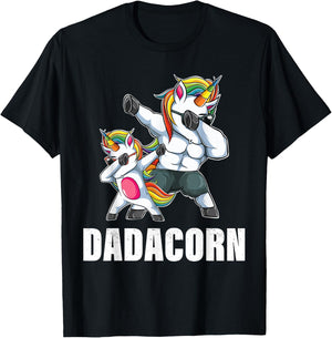 Dadacorn Dadicorn Daddycorn Unicorn Dad Baby Fathers Day T-Shirt - T-Shirt | Black