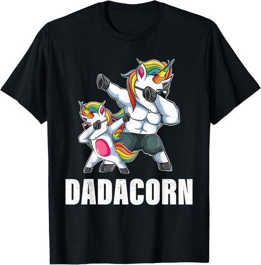 Dadacorn Dadicorn Daddycorn Unicorn Dad Baby Fathers Day T-Shirt - T-Shirt | Black