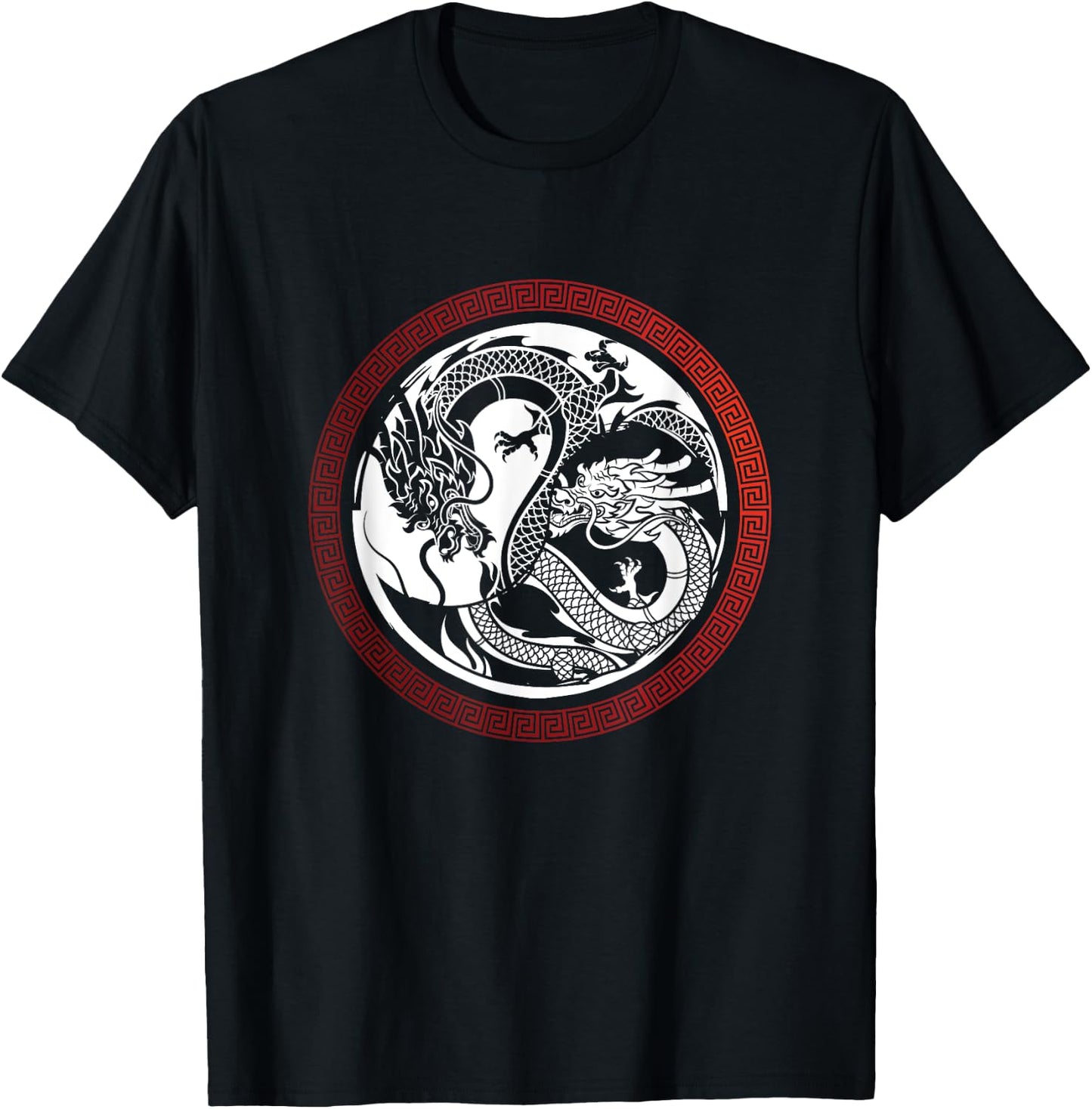 Chinese Asian Meditation Yin and Yang Dragon Gift T-Shirt - T-Shirt | Black