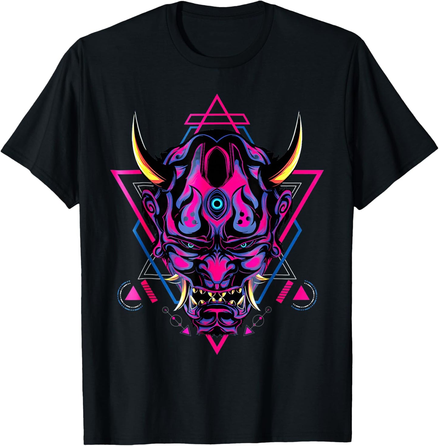 Samurai Demon Oni Akuma Mask Bushido Spirit Japanese T-Shirt - T-Shirt | Black