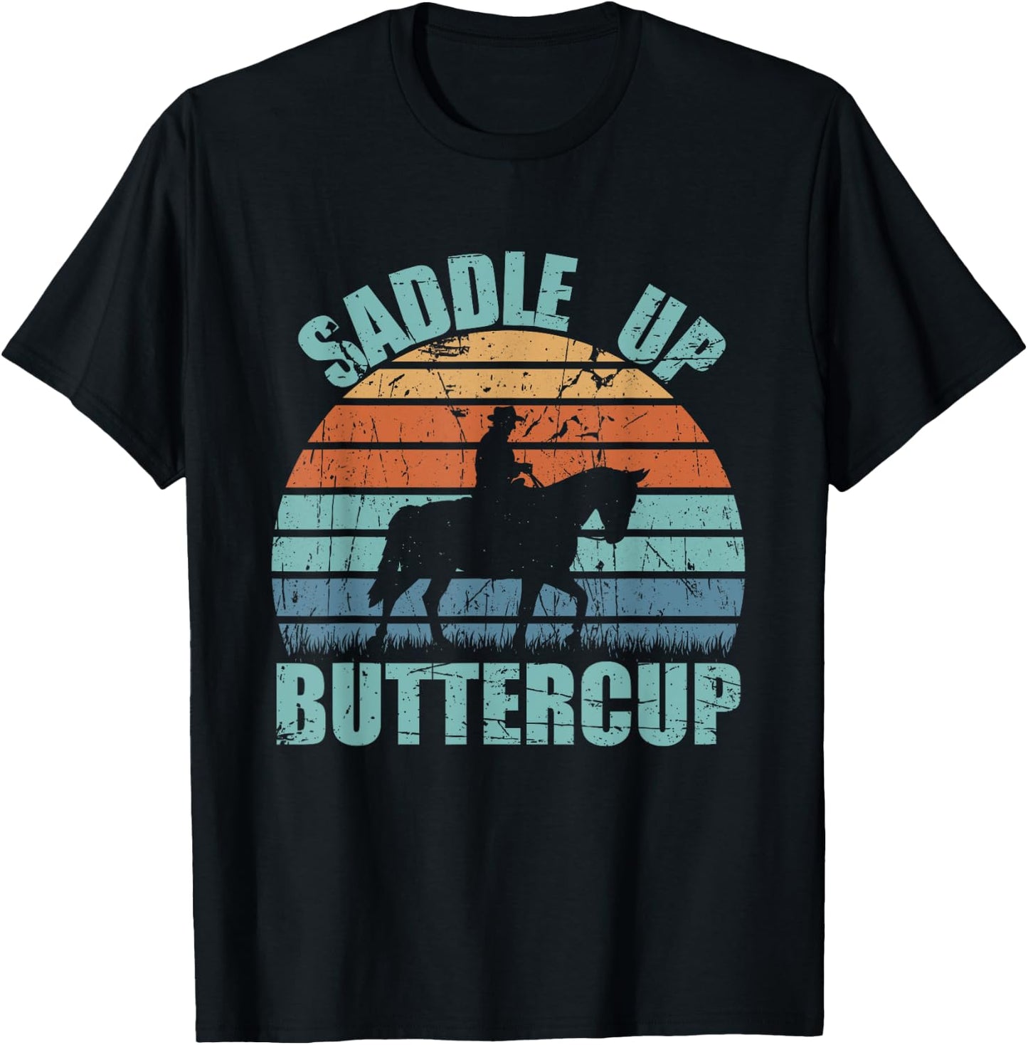 Vintage Saddle Up Buttercup Cowgirl Cowboy Gift T-Shirt - T-Shirt | Black