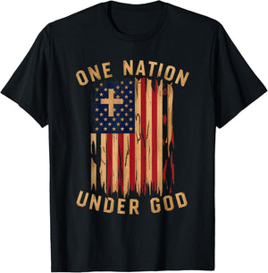 Under God Patriotic Christian Flag Men T-Shirt - T-Shirt | Black