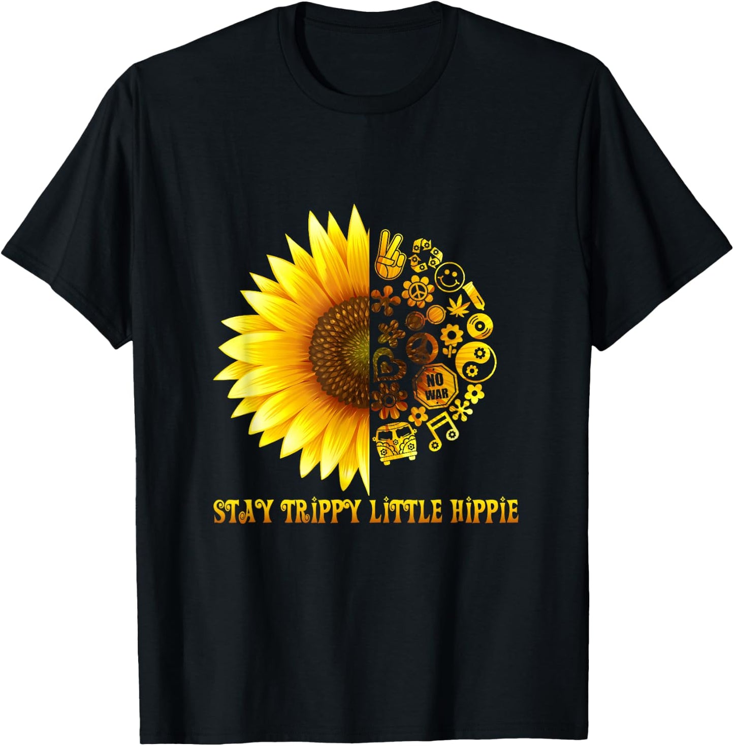 Stay Trippy Little Hippie Shirt | 70s Hippie Costume T-Shirt - T-Shirt | Black