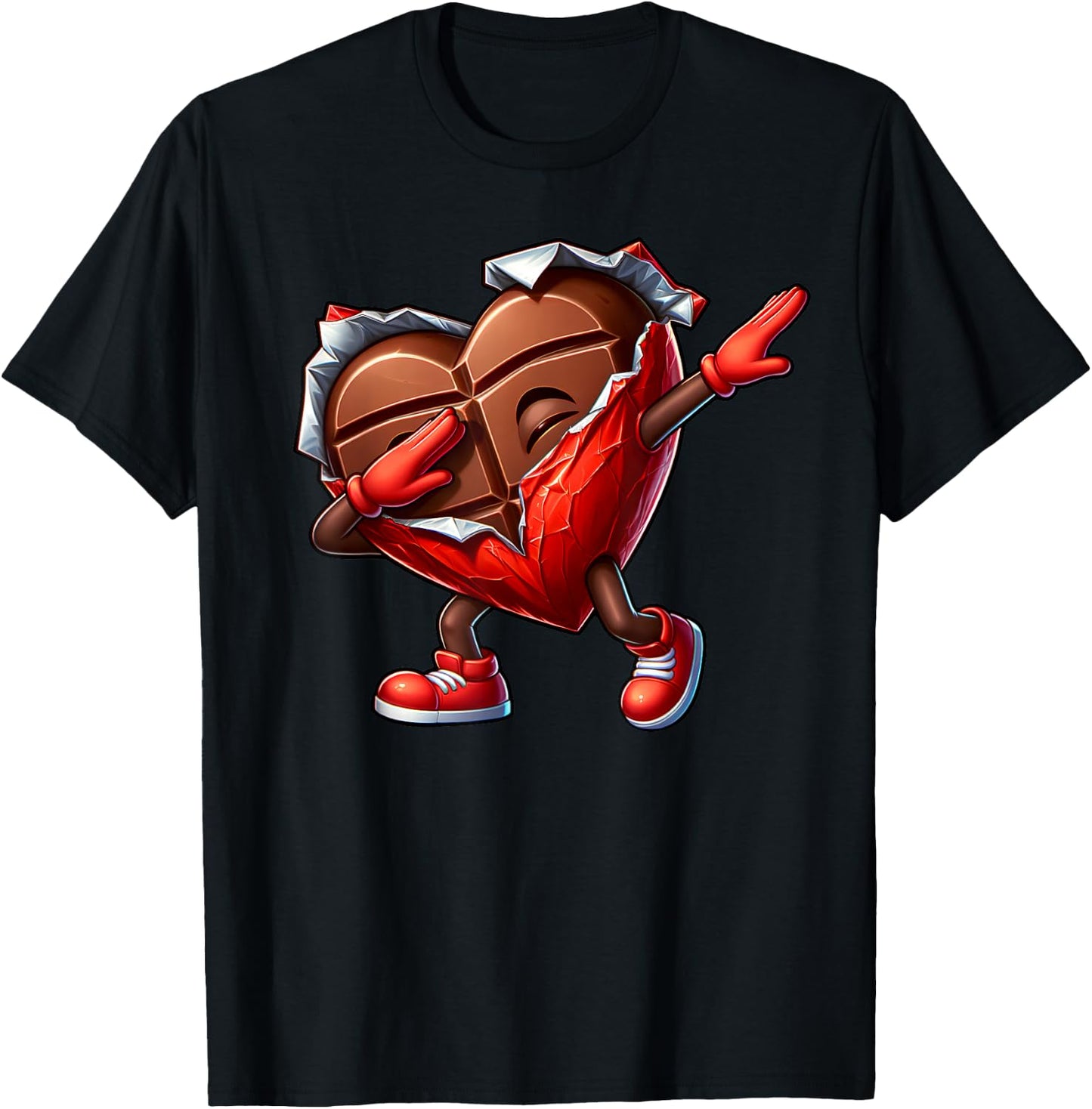 Valentine's Day Dabbing Heart Candy Funny Humor , Small, Black T-Shirt - T-Shirt | Black