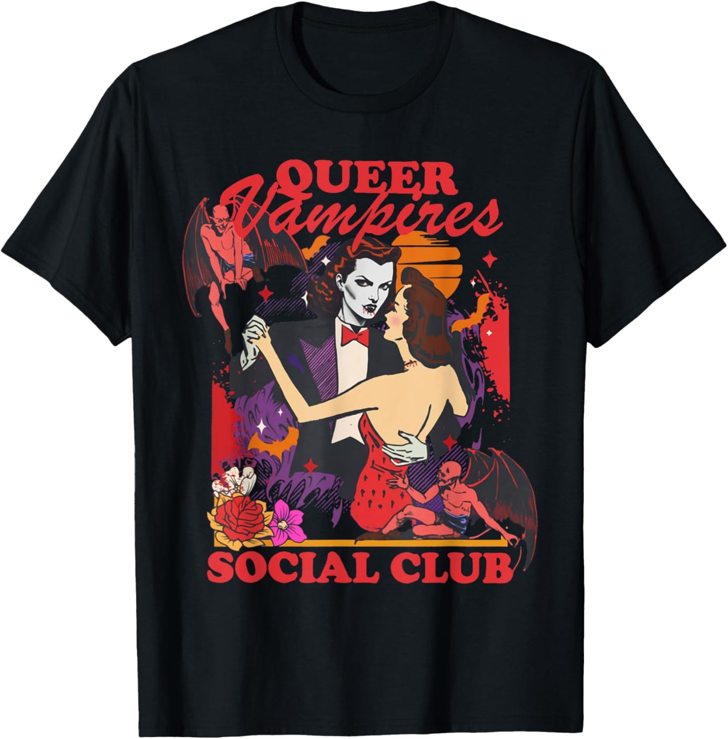 Queer Vampires Gay Lesbian Bisexua Trans Girl Halloween T-Shirt - T-Shirt | Black