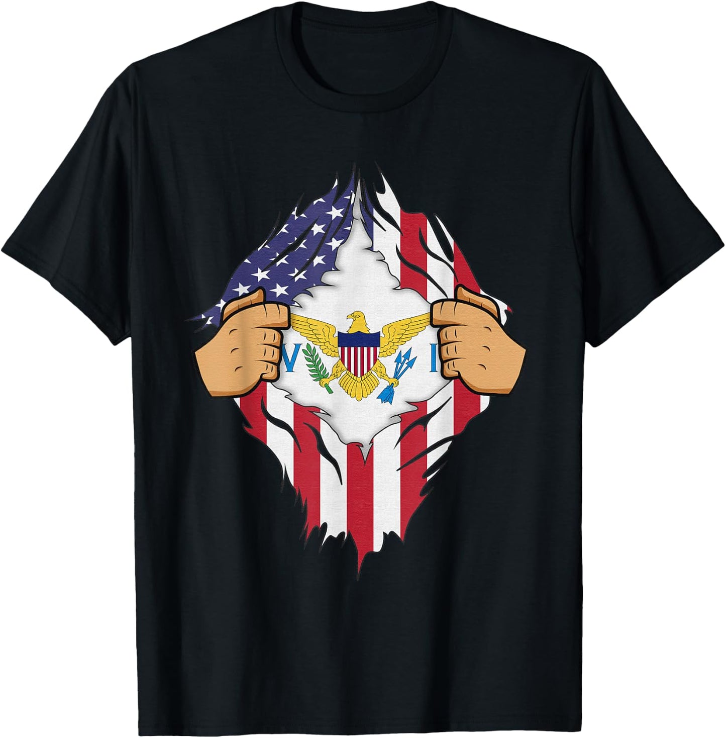 USVI FLAG US VIRGIN ISLANDS Men Women Kids Gift T-Shirt - T-Shirt | Black