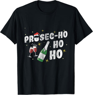 Prosec-Ho-Ho-Ho Ugly Christmas Prosecco Wine T-Shirt - T-Shirt | Black