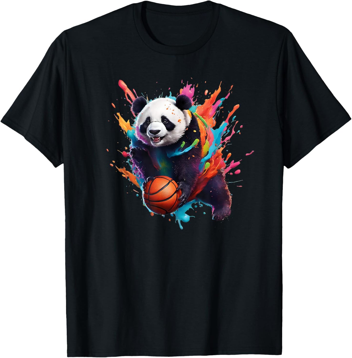 Basketball Panda Slam Dunk T-Shirt - T-Shirt | Black