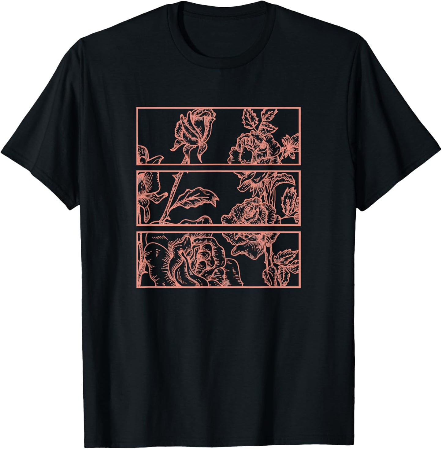 Peach Roses Floral Aesthetic Soft Grunge Pastel Goth Punk T-Shirt - T-Shirt | Black