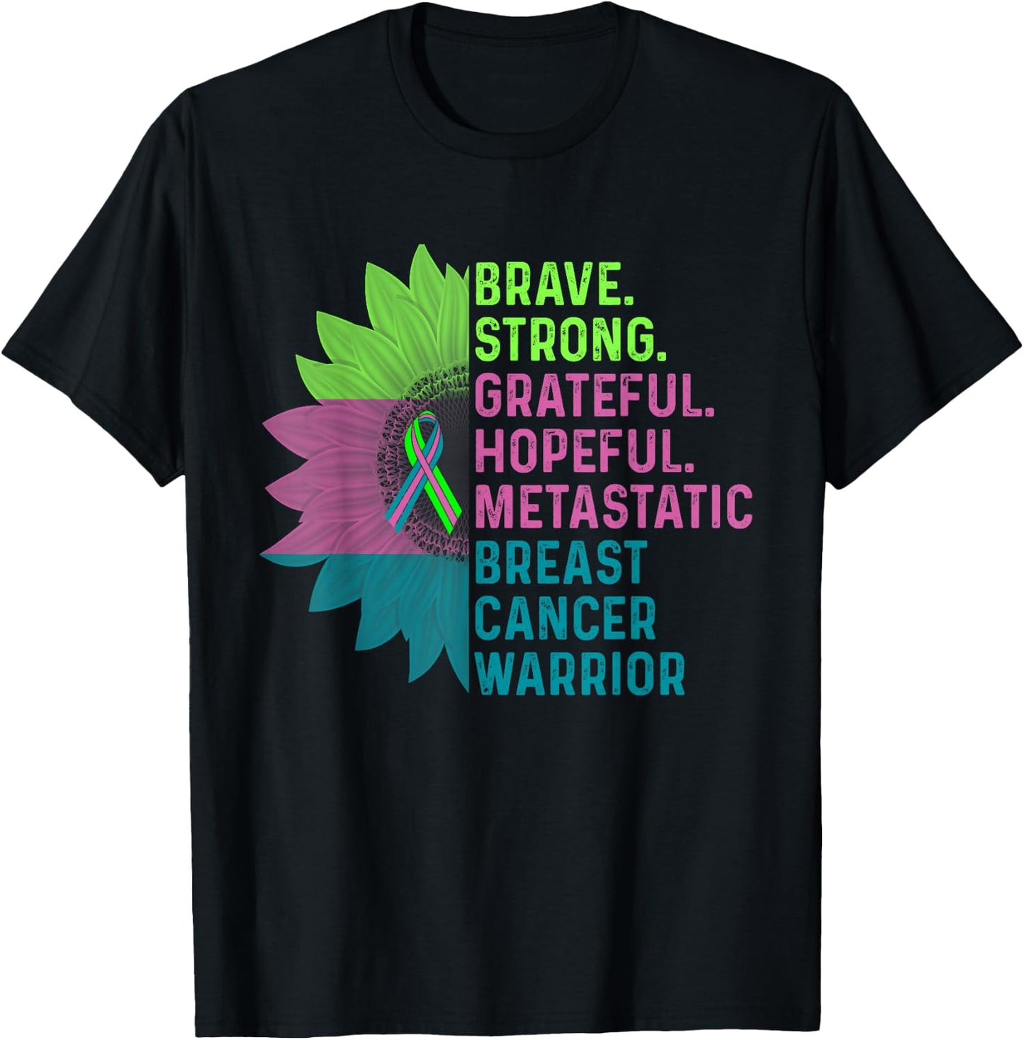 Metastatic Breast Cancer Awareness Care Warrior T-Shirt - T-Shirt | Black