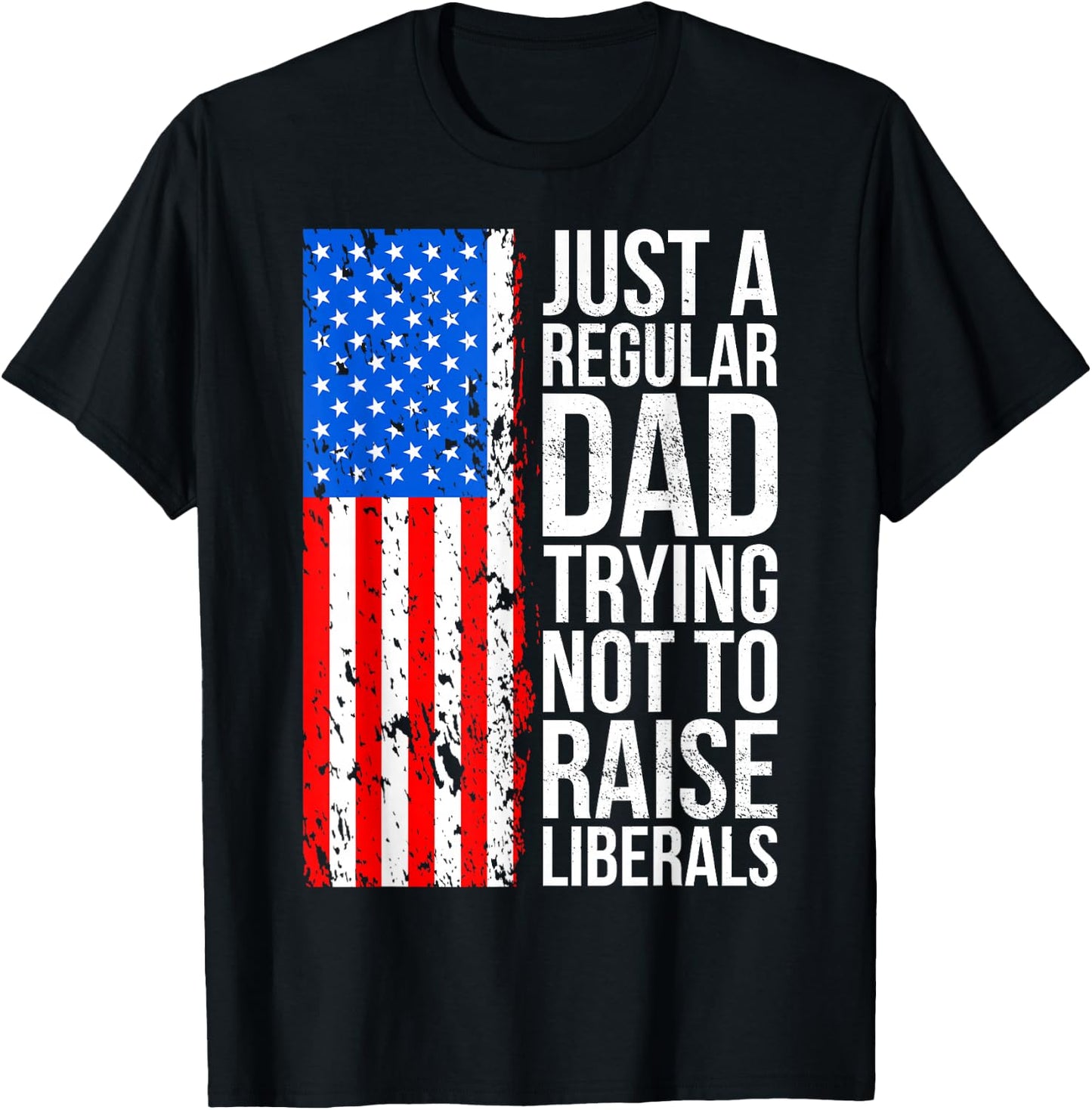 Anti-Liberal Just A Regular Dad Trying Not to Raise Liberals T-Shirt - T-Shirt | Black