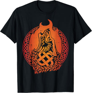 Viking Fenrir Celtic Circle Norse Mythology Men Kids Women T-Shirt - T-Shirt | Black
